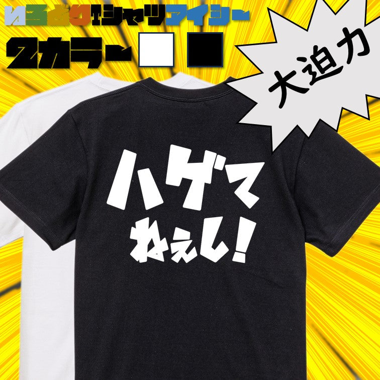迫力おもしろハゲ系半袖Tシャツ【ハゲてねぇし!(横)(迫力文字2)】おもしろTシャツ ネタTシャツ