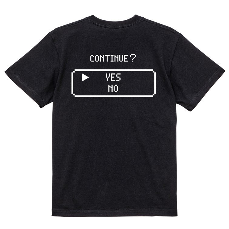 ファミコン風ゲーム系半袖Tシャツ【CONTINUE?YESNO】おもしろTシャツ ネタTシャツ