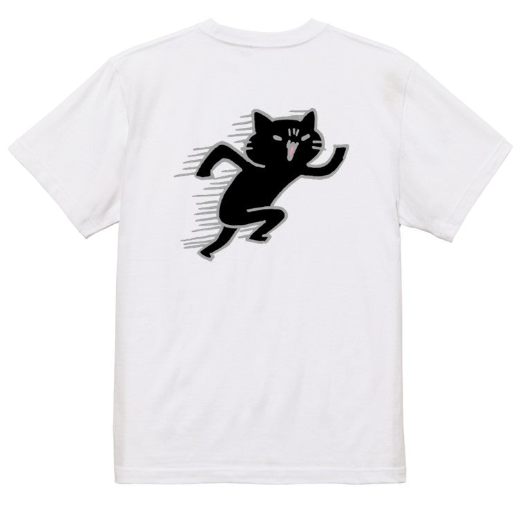 猫好きのための猫イラスト半袖Tシャツ【走り込みをする陸上猫】おもしろTシャツ ネタTシャツ