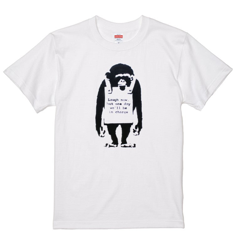 バンクシー半袖Tシャツ【今は笑え】おもしろTシャツ ネタTシャツ