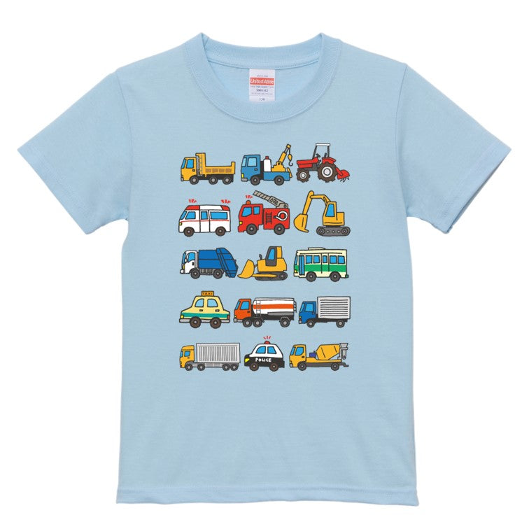 はたらくくるまのキッズ/ベビーTシャツ半袖Tシャツ【働く車図鑑】おもしろTシャツ ネタTシャツ