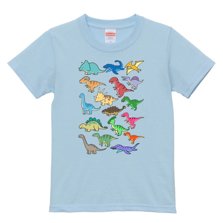 かわいい恐竜のキッズ/ベビーTシャツ半袖Tシャツ【恐竜図鑑】おもしろTシャツ ネタTシャツ