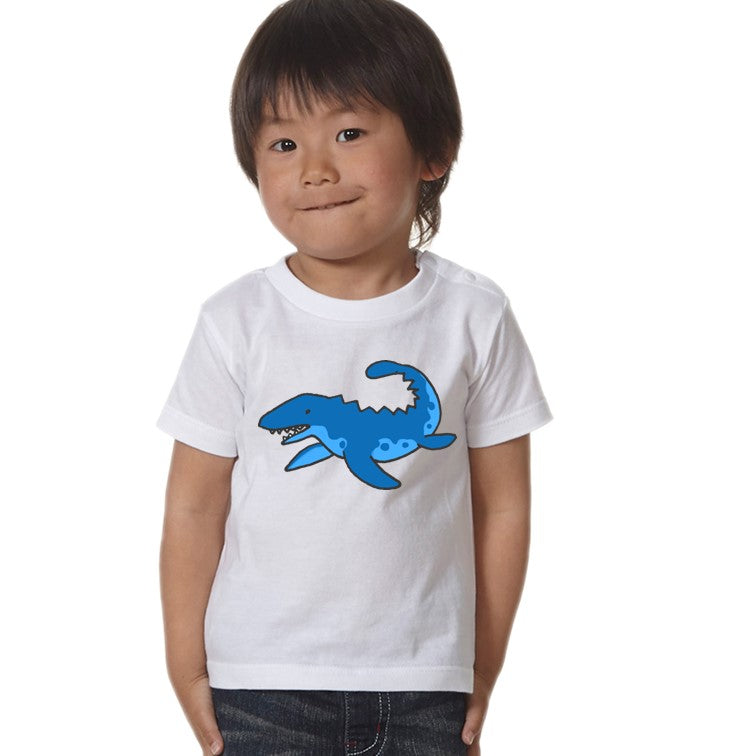 かわいい恐竜のキッズ/ベビーTシャツ半袖Tシャツ【モササウルス】おもしろTシャツ ネタTシャツ