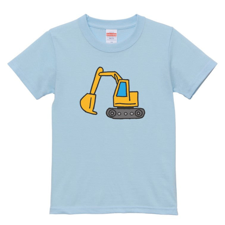 はたらくくるまのキッズ/ベビーTシャツ半袖Tシャツ【ショベルカー】おもしろTシャツ ネタTシャツ