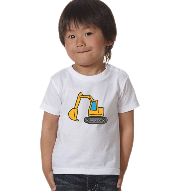 はたらくくるまのキッズ/ベビーTシャツ半袖Tシャツ【ショベルカー】おもしろTシャツ ネタTシャツ