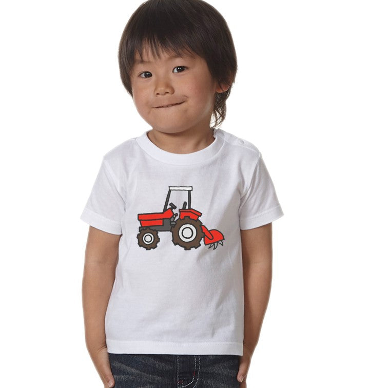 はたらくくるまのキッズ/ベビーTシャツ半袖Tシャツ【トラクター】おもしろTシャツ ネタTシャツ