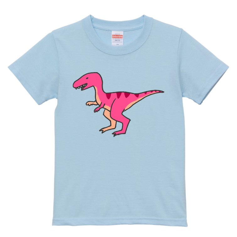 かわいい恐竜のキッズ/ベビーTシャツ半袖Tシャツ【ヴェロキラプトル】おもしろTシャツ ネタTシャツ