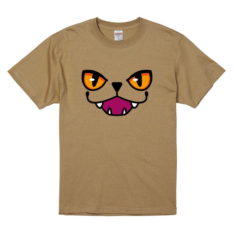 ハロウィンTシャツ半袖Tシャツ【ハロウィンねこフェイス開け口】おもしろTシャツ ネタTシャツ
