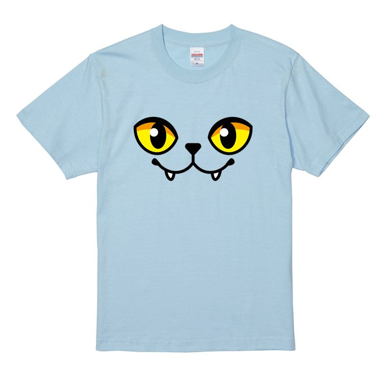 ハロウィンTシャツ半袖Tシャツ【ハロウィンねこフェイス閉じ口】おもしろTシャツ ネタTシャツ