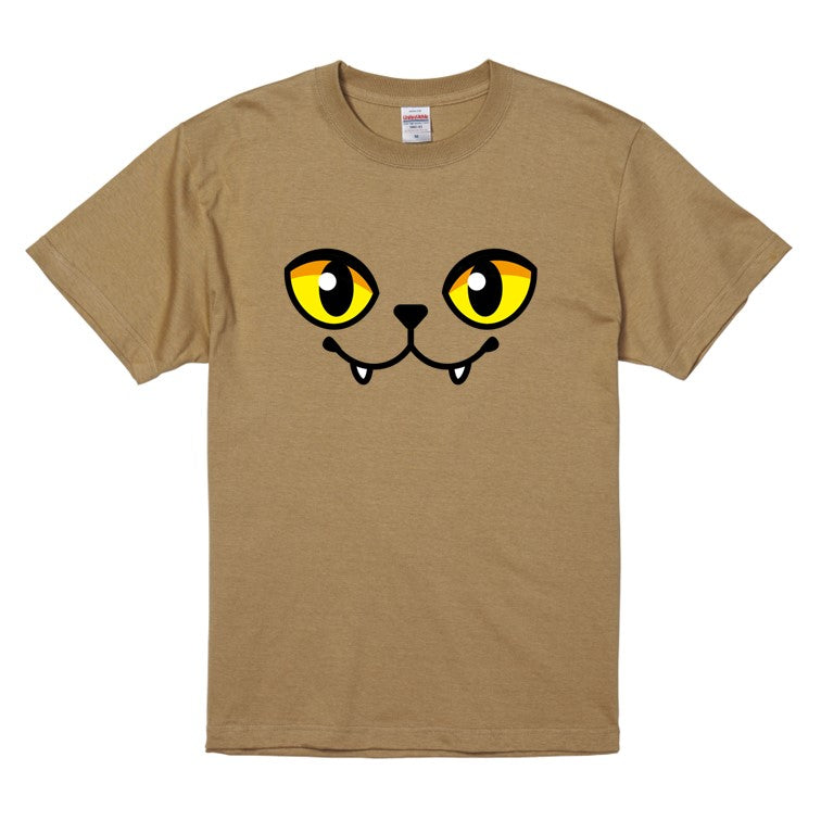 ハロウィンTシャツ半袖Tシャツ【ハロウィンねこフェイス閉じ口】おもしろTシャツ ネタTシャツ