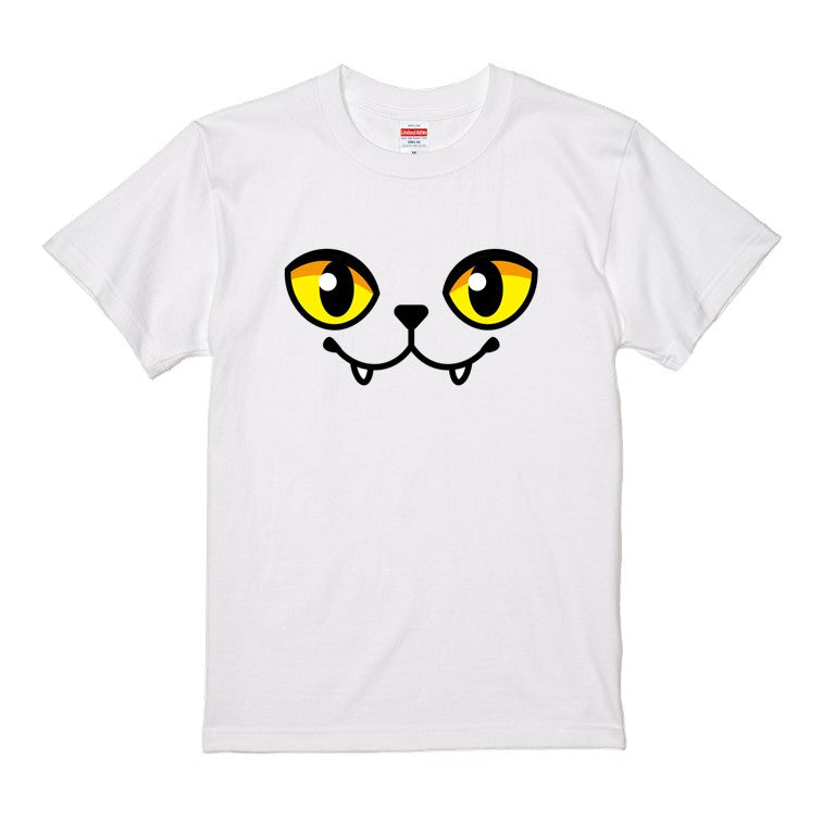 ハロウィンTシャツ半袖Tシャツ【ハロウィンねこフェイス閉じ口】おもしろTシャツ ネタTシャツ