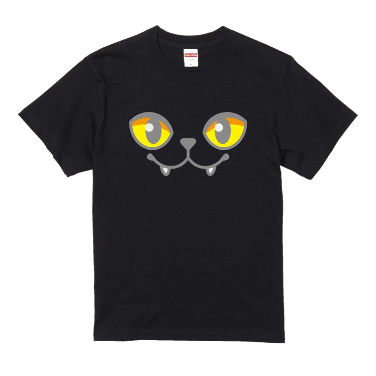 ハロウィンTシャツ半袖Tシャツ【ハロウィンねこフェイス閉じ口】おもしろTシャツ ネタTシャツ