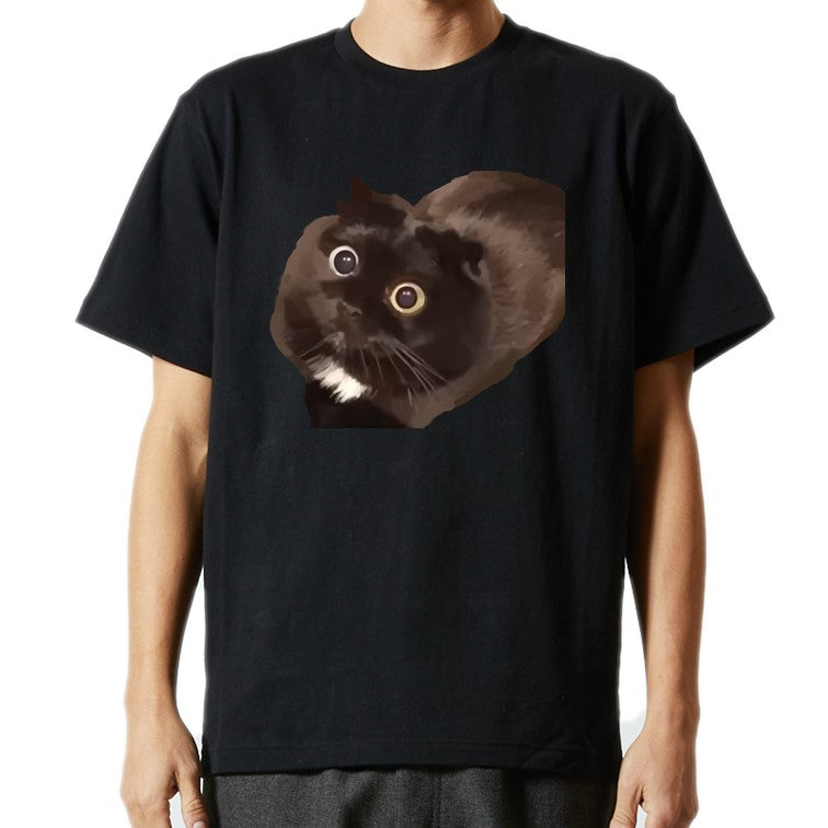 猫ミーム半袖Tシャツ【ビックリ猫】おもしろTシャツ ネタTシャツ