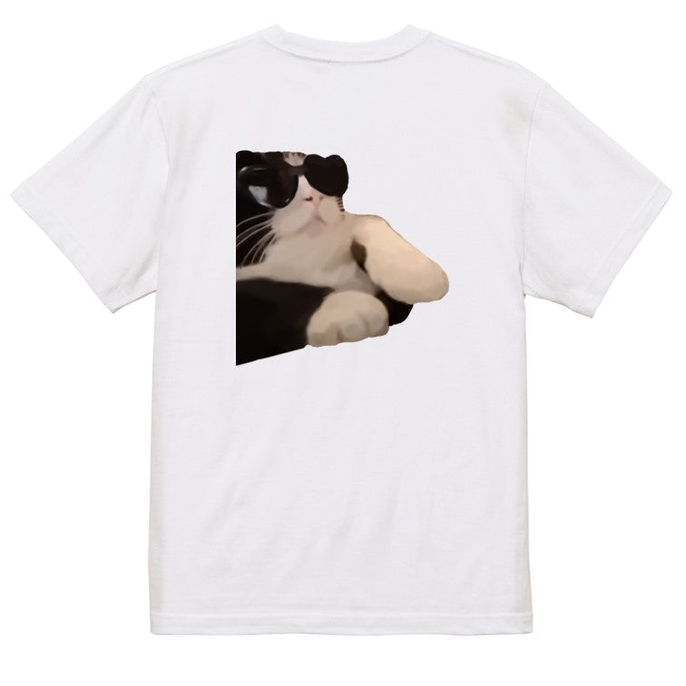 猫ミーム半袖Tシャツ【DJ猫】おもしろTシャツ ネタTシャツ
