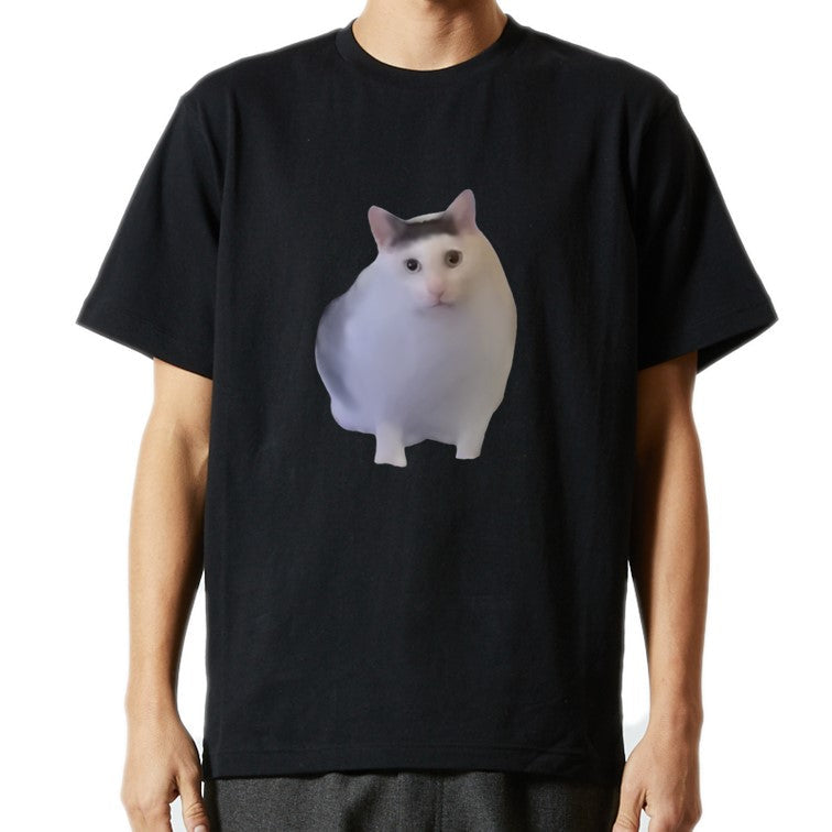 猫ミーム半袖Tシャツ【huhcat】おもしろTシャツ ネタTシャツ