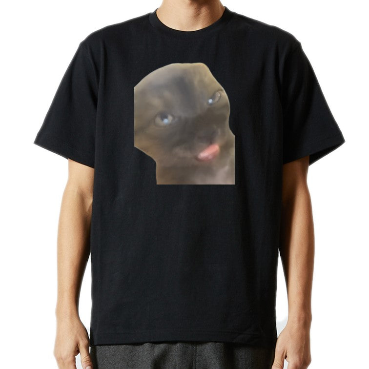 猫ミーム半袖Tシャツ【眠たい猫】おもしろTシャツ ネタTシャツ
