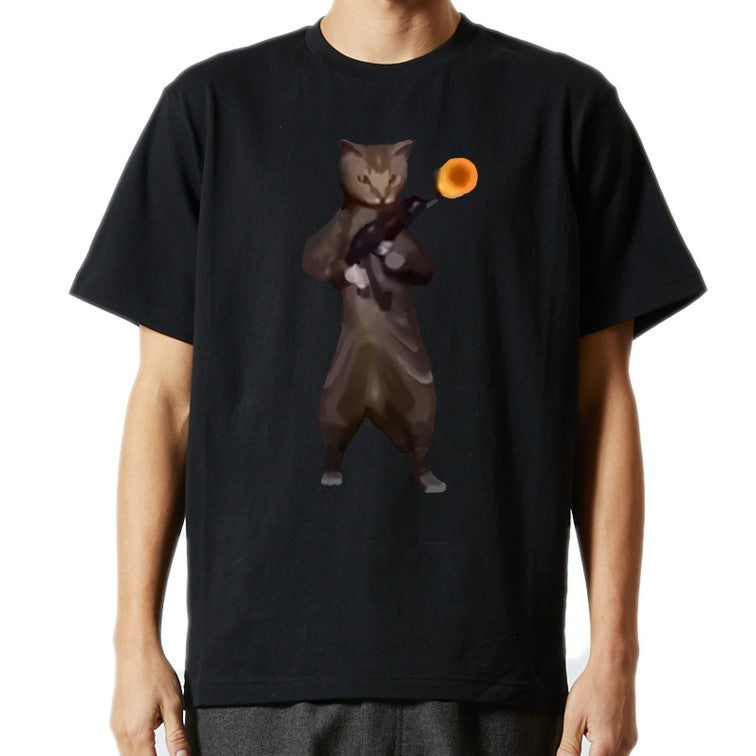 猫ミーム半袖Tシャツ【乱射猫】おもしろTシャツ ネタTシャツ