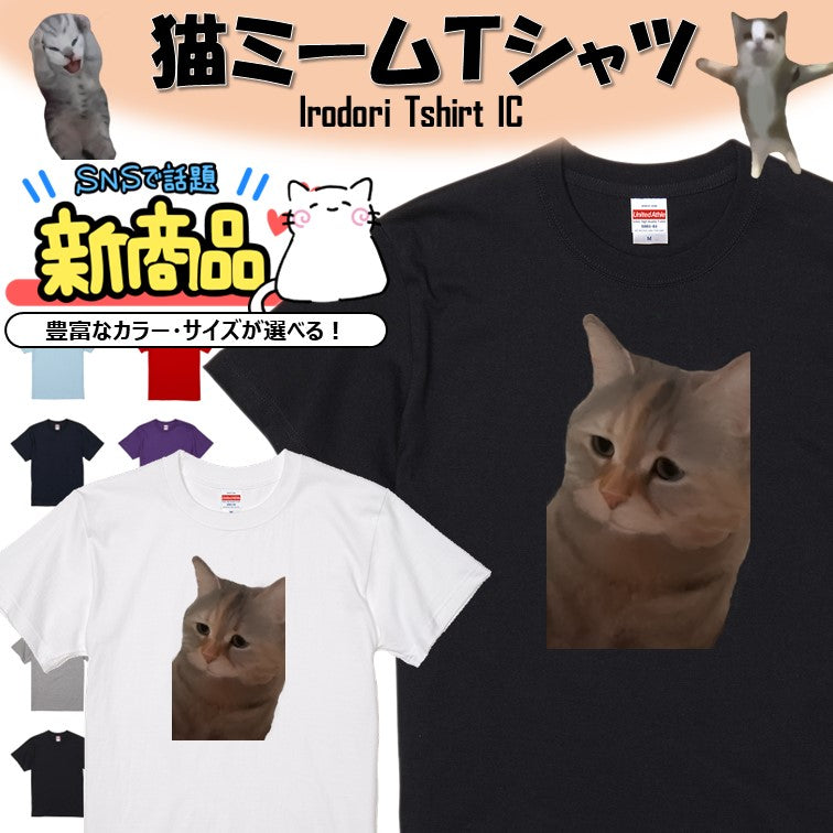 猫ミーム半袖Tシャツ【説教される猫】おもしろTシャツ ネタTシャツ