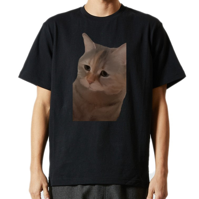 猫ミーム半袖Tシャツ【説教される猫】おもしろTシャツ ネタTシャツ