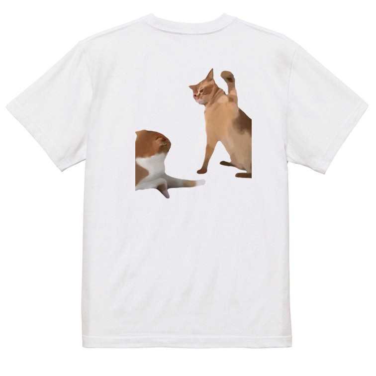 猫ミーム半袖Tシャツ【叩く猫&叩かれる猫】おもしろTシャツ ネタTシャツ