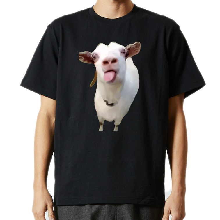 猫ミーム半袖Tシャツ【うるさいヤギ】おもしろTシャツ ネタTシャツ