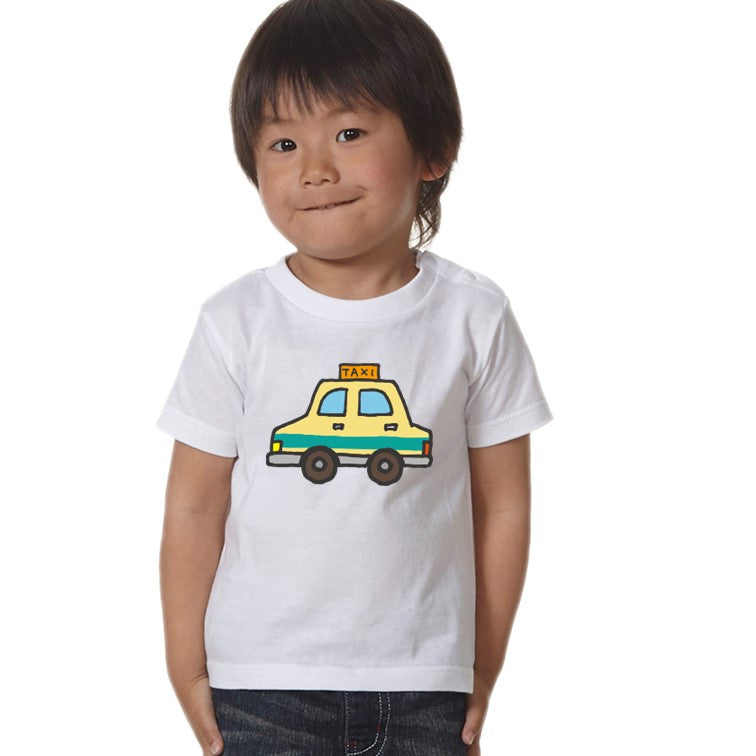 はたらくくるまのキッズ/ベビーTシャツ半袖Tシャツ【タクシー】おもしろTシャツ ネタTシャツ