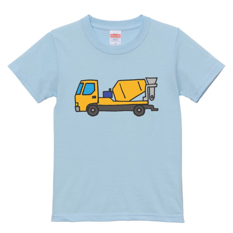 はたらくくるまのキッズ/ベビーTシャツ半袖Tシャツ【コンクリートミキサー車】おもしろTシャツ　ネタTシャツ