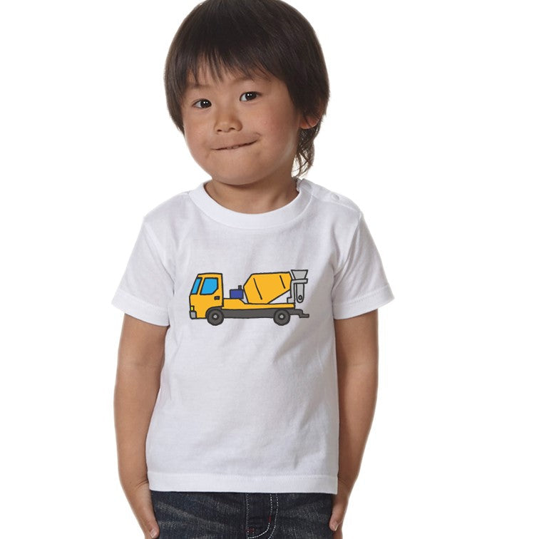 はたらくくるまのキッズ/ベビーTシャツ半袖Tシャツ【コンクリートミキサー車】おもしろTシャツ　ネタTシャツ