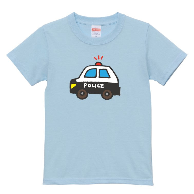 はたらくくるまのキッズ/ベビーTシャツ半袖Tシャツ【パトロールカー（パトカー）】おもしろTシャツ　ネタTシャツ