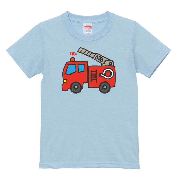 はたらくくるまのキッズ/ベビーTシャツ半袖Tシャツ【消防車】おもしろTシャツ　ネタTシャツ