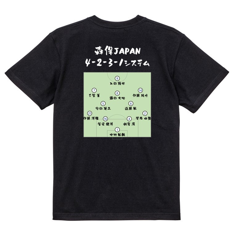 サッカー系半袖Tシャツ【森保JAPAN4-2-3-1システム】おもしろTシャツ　ネタTシャツ