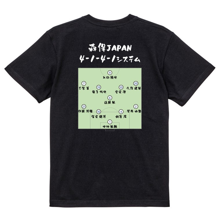 サッカー系半袖Tシャツ【森保JAPAN4-1-4-1システム】おもしろTシャツ　ネタTシャツ