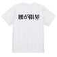 明朝体ネタ系半袖Tシャツ【腰が限界(横)(明朝体)】おもしろTシャツ　ネタTシャツ