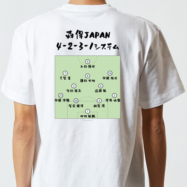 サッカー系半袖Tシャツ【森保JAPAN4-2-3-1システム】おもしろTシャツ　ネタTシャツ