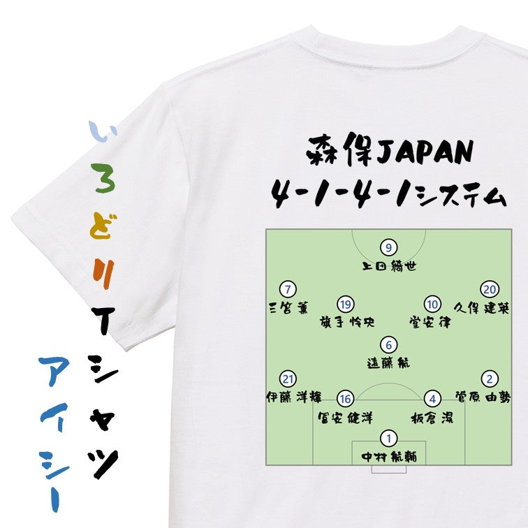 サッカー系半袖Tシャツ【森保JAPAN4-1-4-1システム】おもしろTシャツ　ネタTシャツ