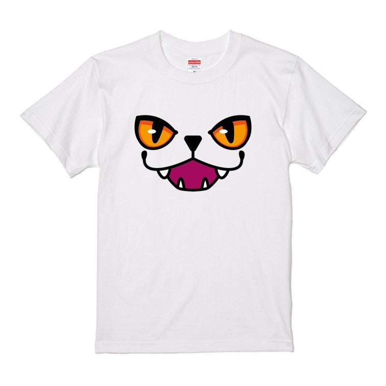 ハロウィンTシャツ半袖Tシャツ【ハロウィンねこフェイス開け口】おもしろTシャツ　ネタTシャツ