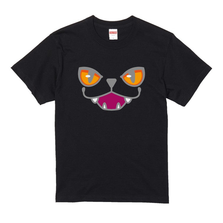 ハロウィンTシャツ半袖Tシャツ【ハロウィンねこフェイス開け口】おもしろTシャツ　ネタTシャツ