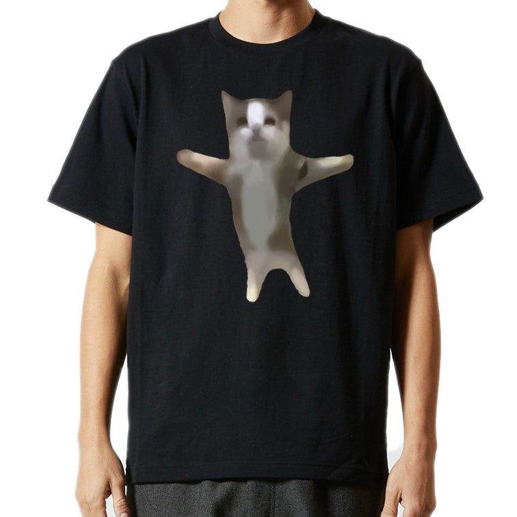 猫ミーム半袖Tシャツ【happyhappy猫ハッピーハッピー猫】おもしろTシャツ　ネタTシャツ