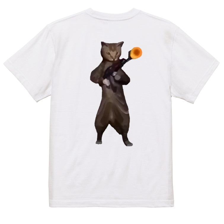 猫ミーム半袖Tシャツ【乱射猫】おもしろTシャツ　ネタTシャツ