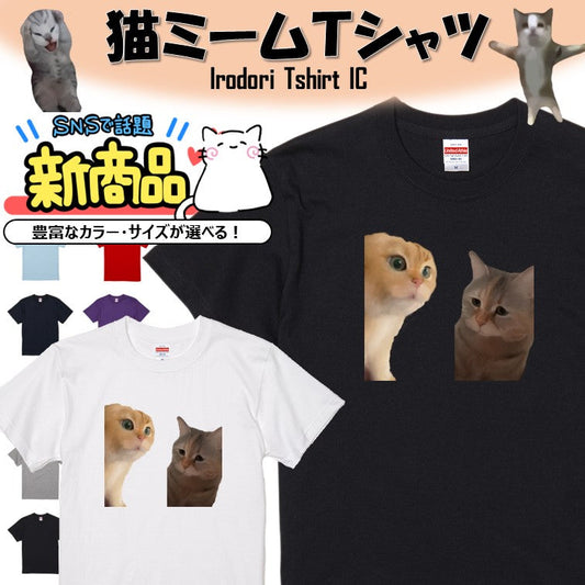 猫ミーム半袖Tシャツ【説教猫＆説教される猫】おもしろTシャツ　ネタTシャツ