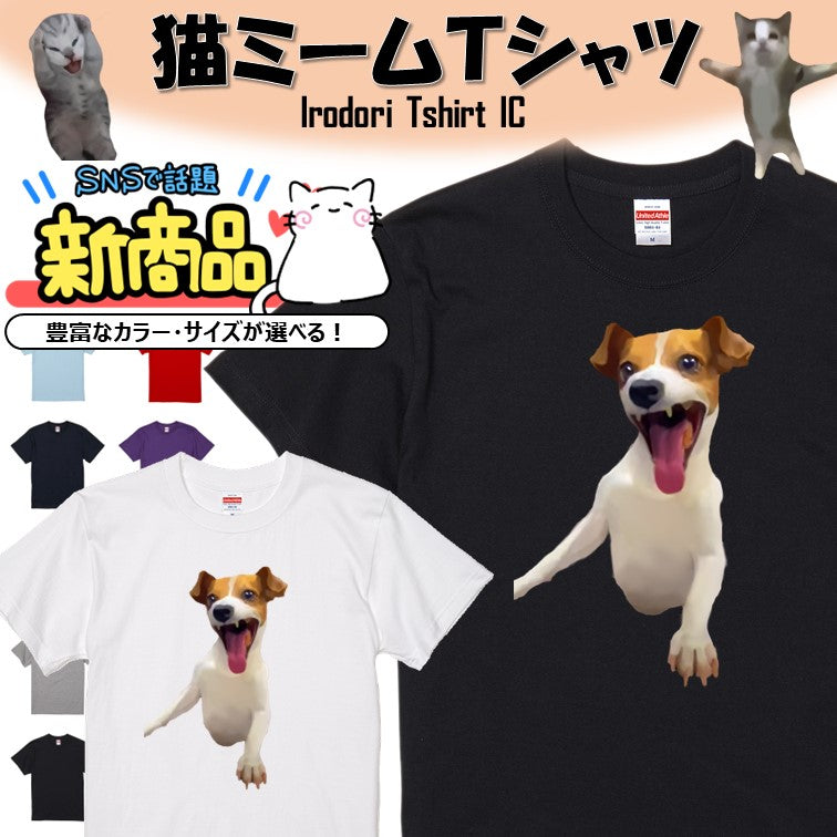 猫ミーム半袖Tシャツ【笑う犬】おもしろTシャツ　ネタTシャツ